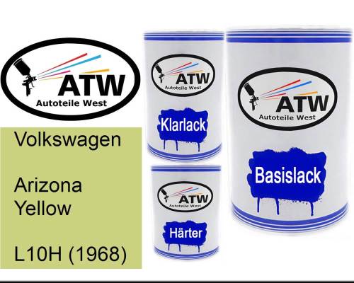 Volkswagen, Arizona Yellow, L10H (1968): 500ml Lackdose + 500ml Klarlack + 250ml Härter - Set, von ATW Autoteile West.